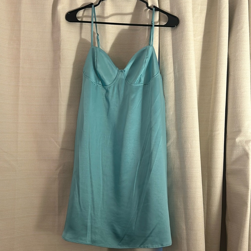 Teal silky dress!